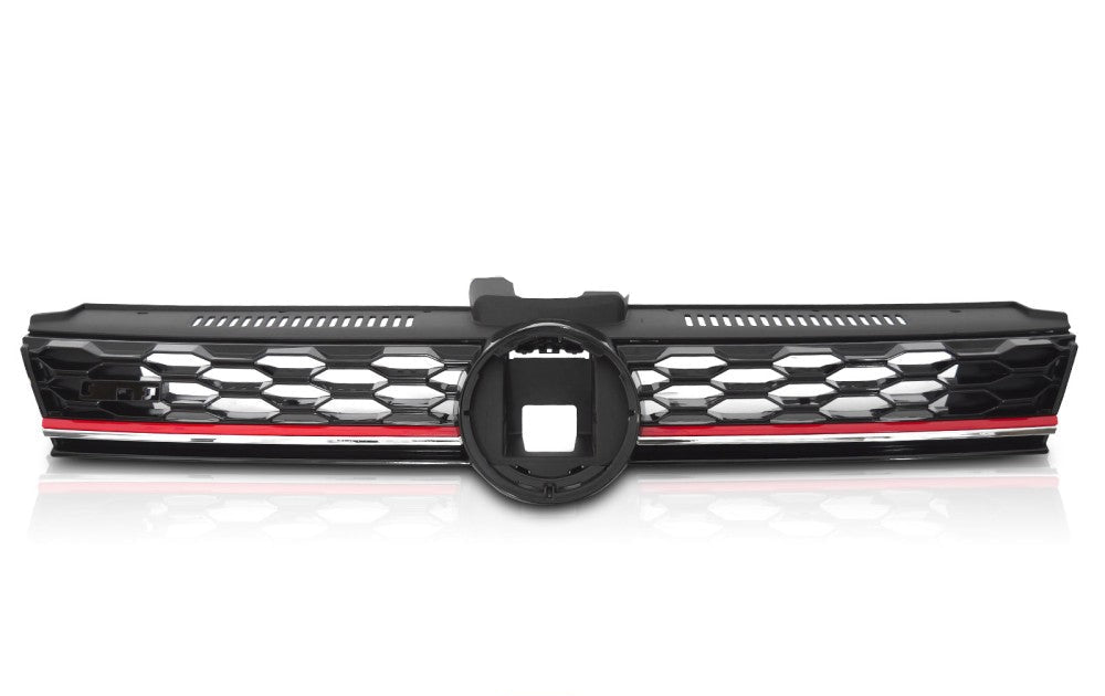 VW Golf 7 frontgrill gloss svart med rød stripe