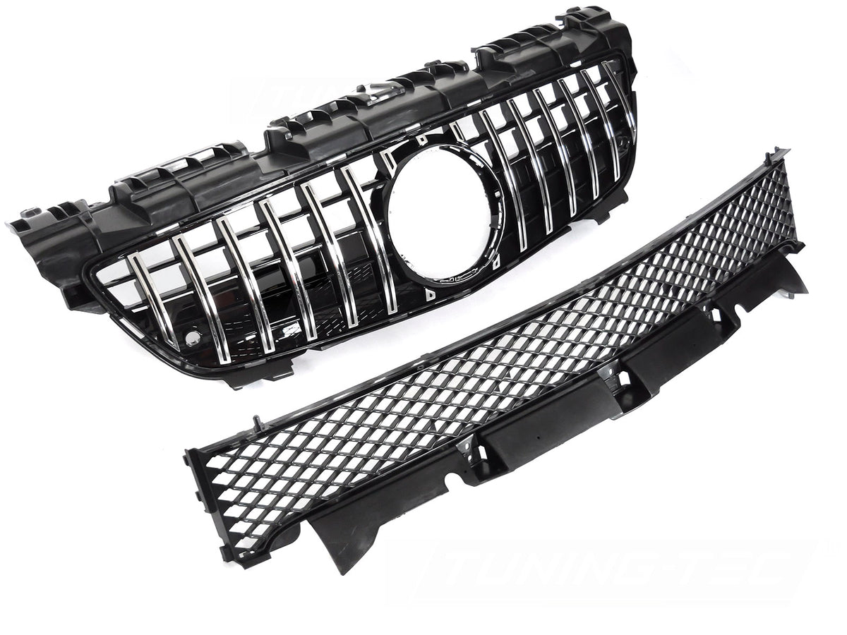 Grill til Mercedes SLK R172 11-15 i sort/krom sett rett forfra på hvit bakgrunn.