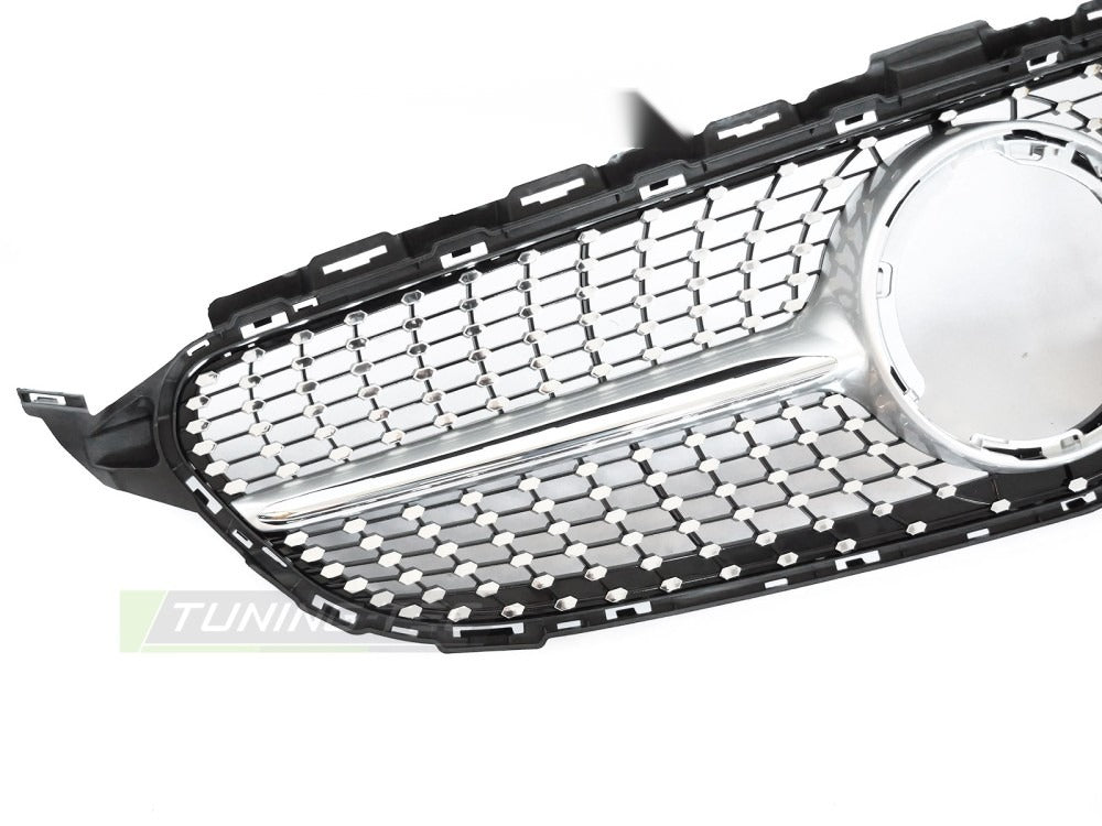 Grill Mercedes C-Klasse W205 18-23 sett fra siden, struktur synlig.