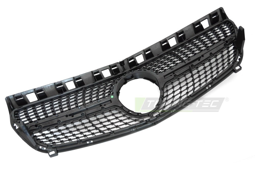 Grill Mercedes A-Klasse W176 12-15 sort/krom med festedetaljer.