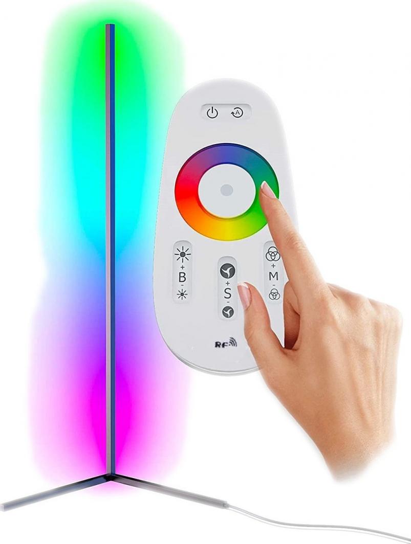 Sammenleggbar tredemølle gulvlampe RGB Mozos LC-RGB med fjernkontroll og flerfarget lys.