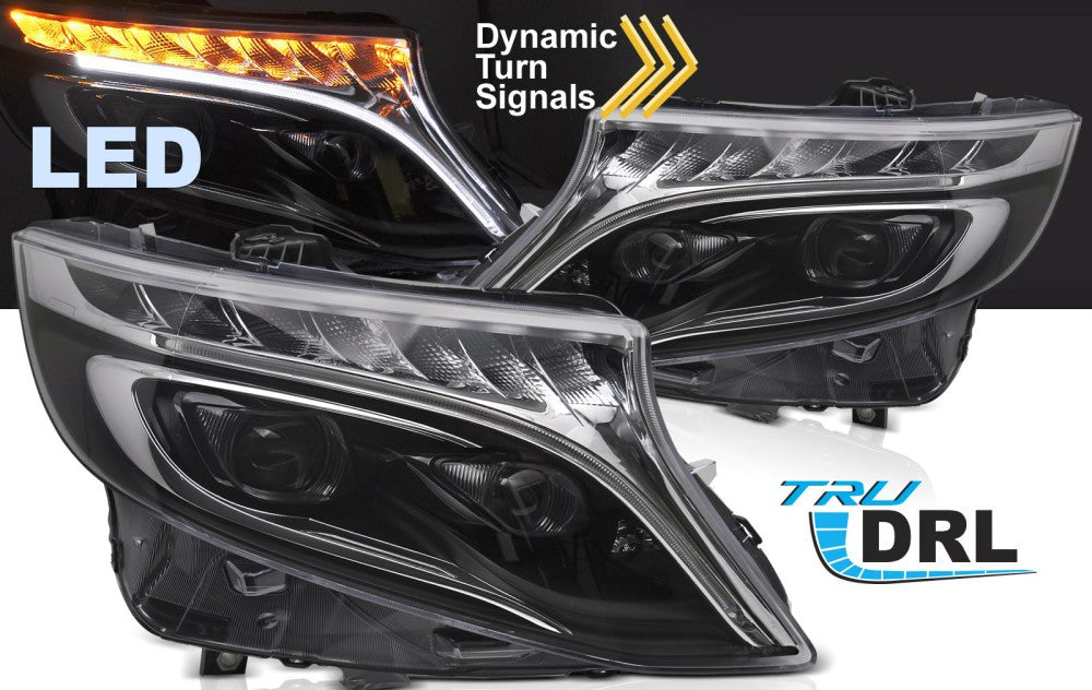 Mercedes Vito/V-klasse W447 full LED frontlykter svart
