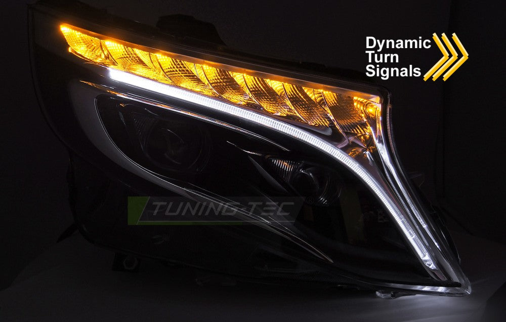 Mercedes Vito/V-klasse W447 full LED frontlykter svart