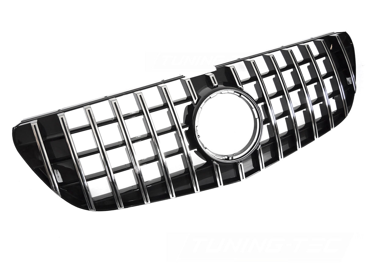 Grill Sport Krom Sort til Mercedes Vito W447 14-19 sett rett forfra på hvit bakgrunn.