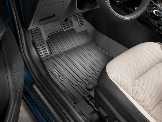 Kia OEM All-Weather gulvmatter i TPE gummi til Kia Niro EV (2022–) – 4-delers sett med kant i Anthracite Svart