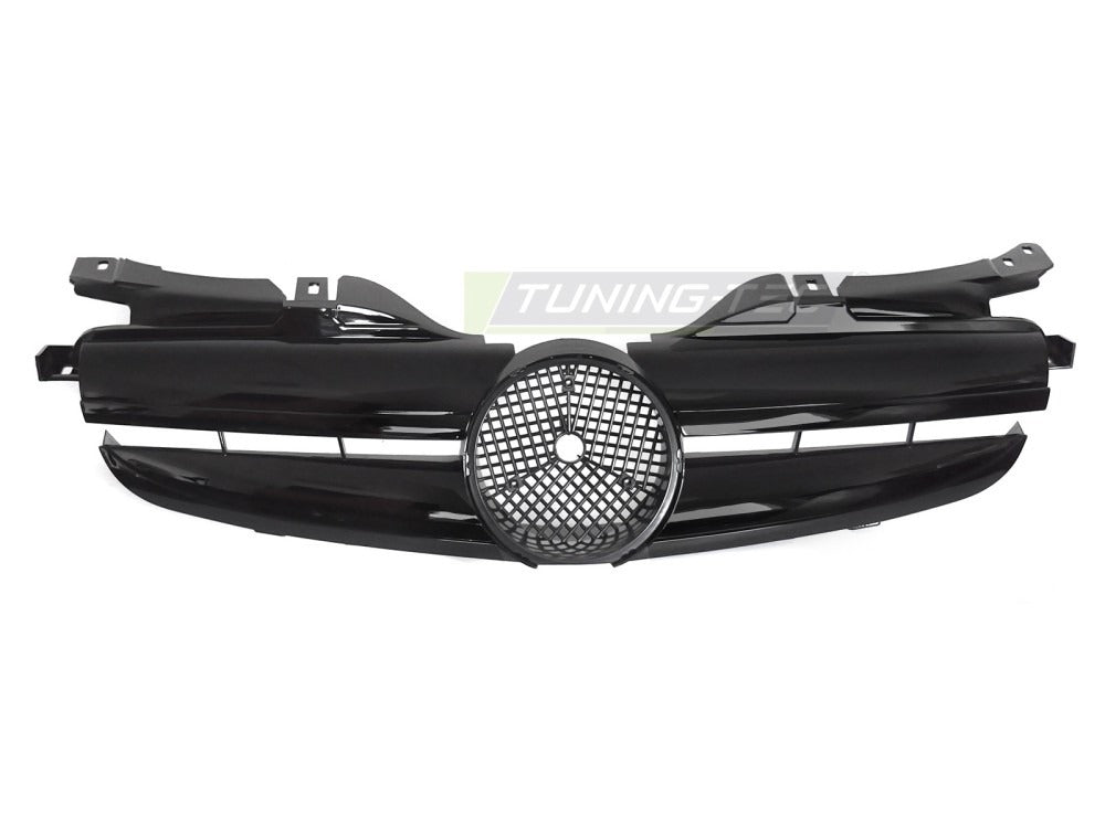 Detaljbilde av Grill SLK R170 96-04 blank sort med lamellstruktur og emblemfeste.