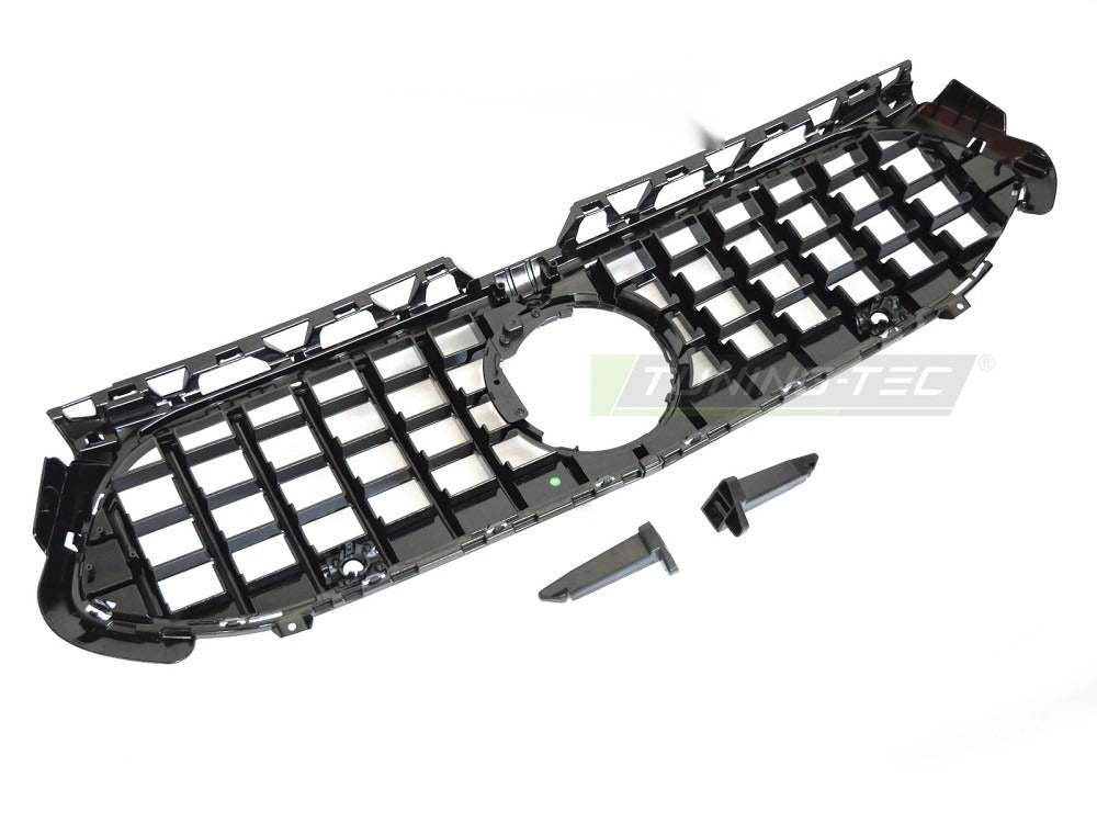 Grill Mercedes A-Klasse W177 22- blank sort med festedetaljer.