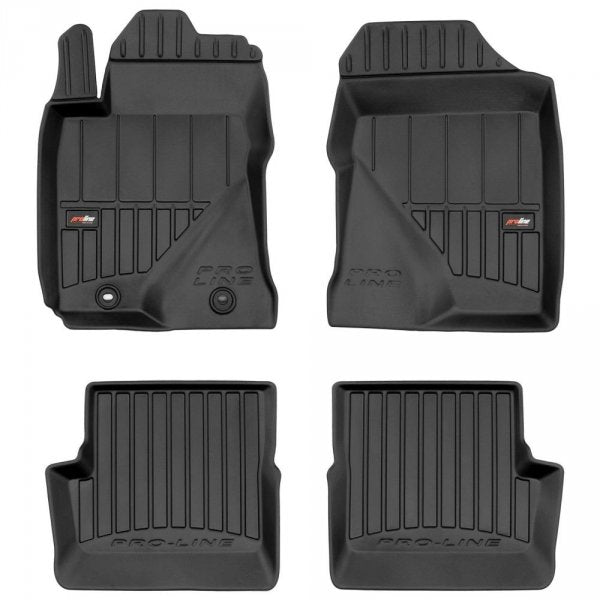 Frogum 3D Premium gulvmatter i TPE til Toyota Corolla IX (2001–2007) – svart, 4-delers sett med 60 mm sidekant