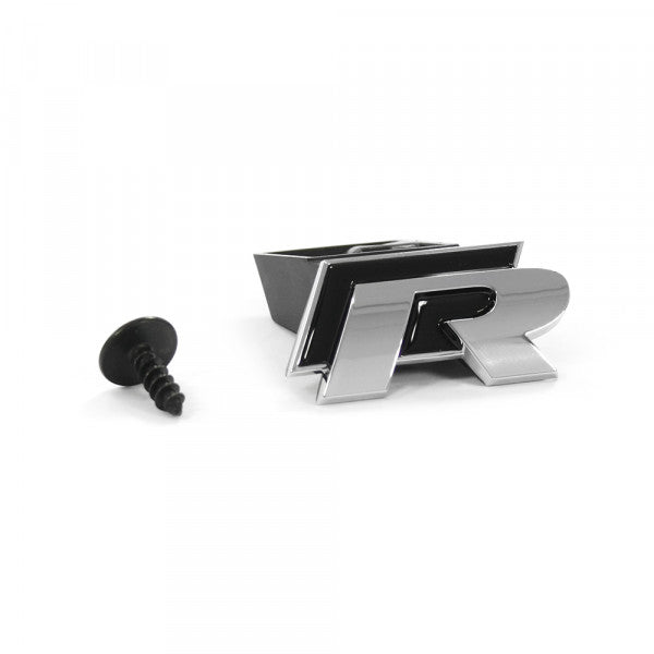 Emblem/logo til Vw Golf 7 (5G Facelift) R-Modell > Chrome / Black i krom og svart, original VW-del, front grill montering