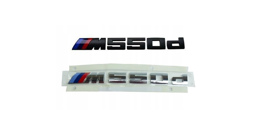 Emblem/logo til Bmw ///M550d 240x27mm Silver / Black for bakluke, sølv og svart utførelse