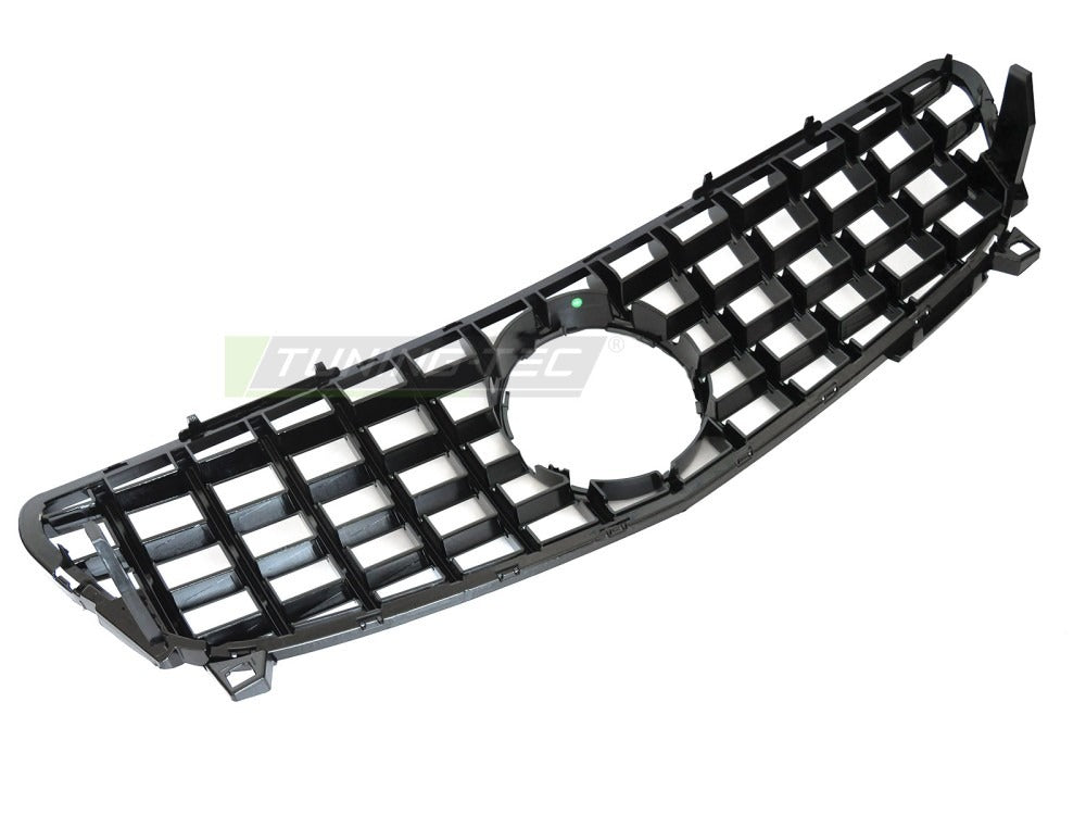 Grill Mercedes A-Klasse W176 15-18 blank sort med festedetaljer.