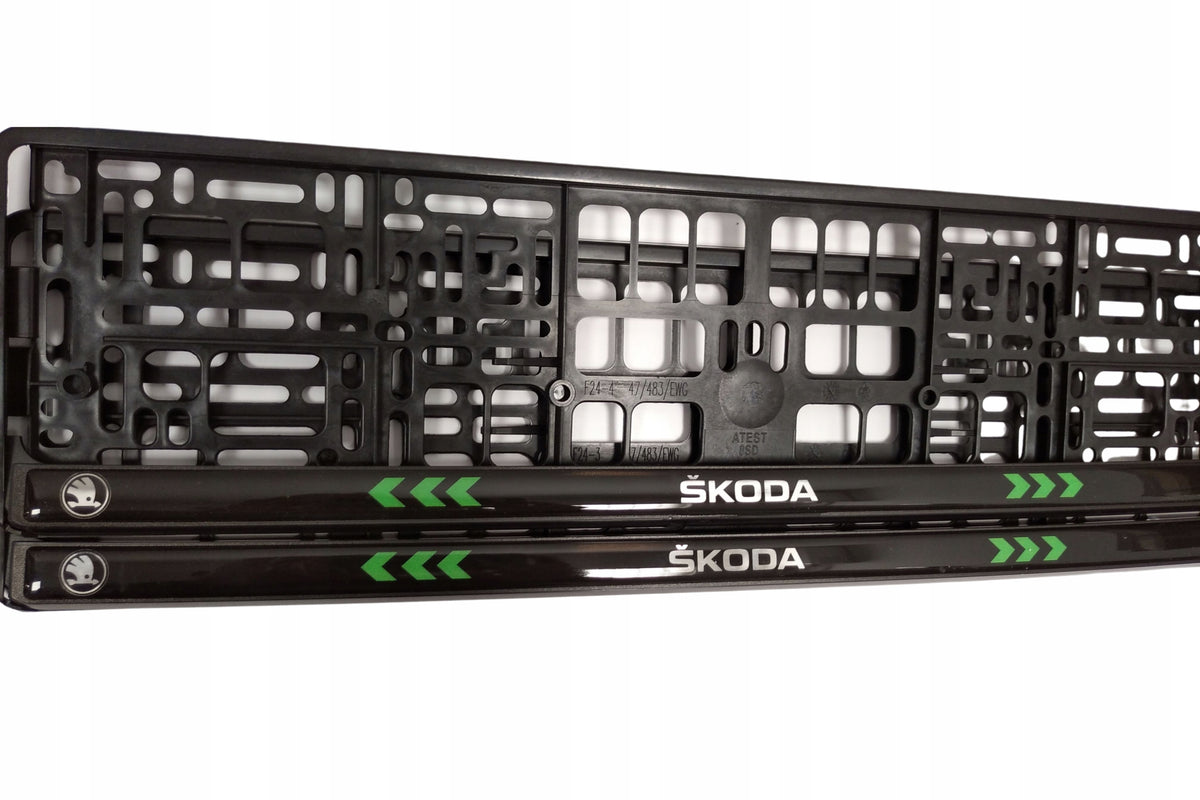 Emblem/logo til Skoda sett 2 stk. i titanium black ABS for karosseri montering