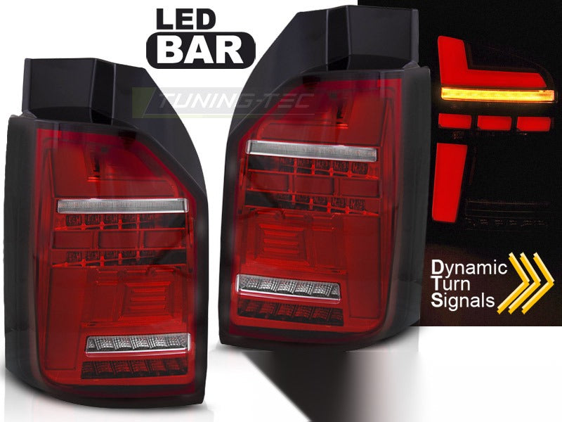 Detaljbilde av baklykter VW T6/T6.1 15-24 OEM LED med LED-detaljer.
