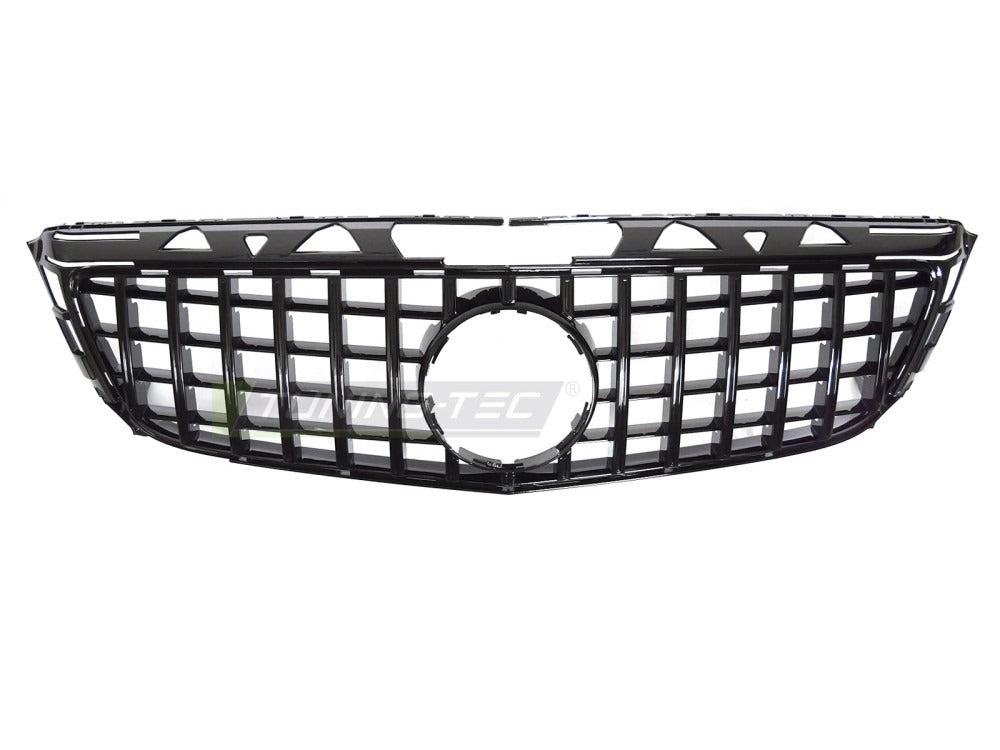 Detaljbilde av Grill Mercedes CLS C218 11-14 blank sort med sport-mønster og emblemfeste.