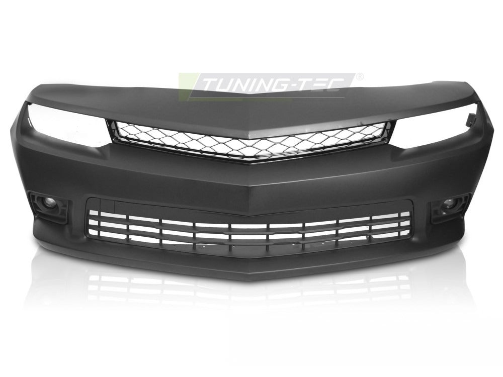 Detaljbilde av støtfanger foran til Chevrolet Camaro med sport-linjer og festedetaljer.