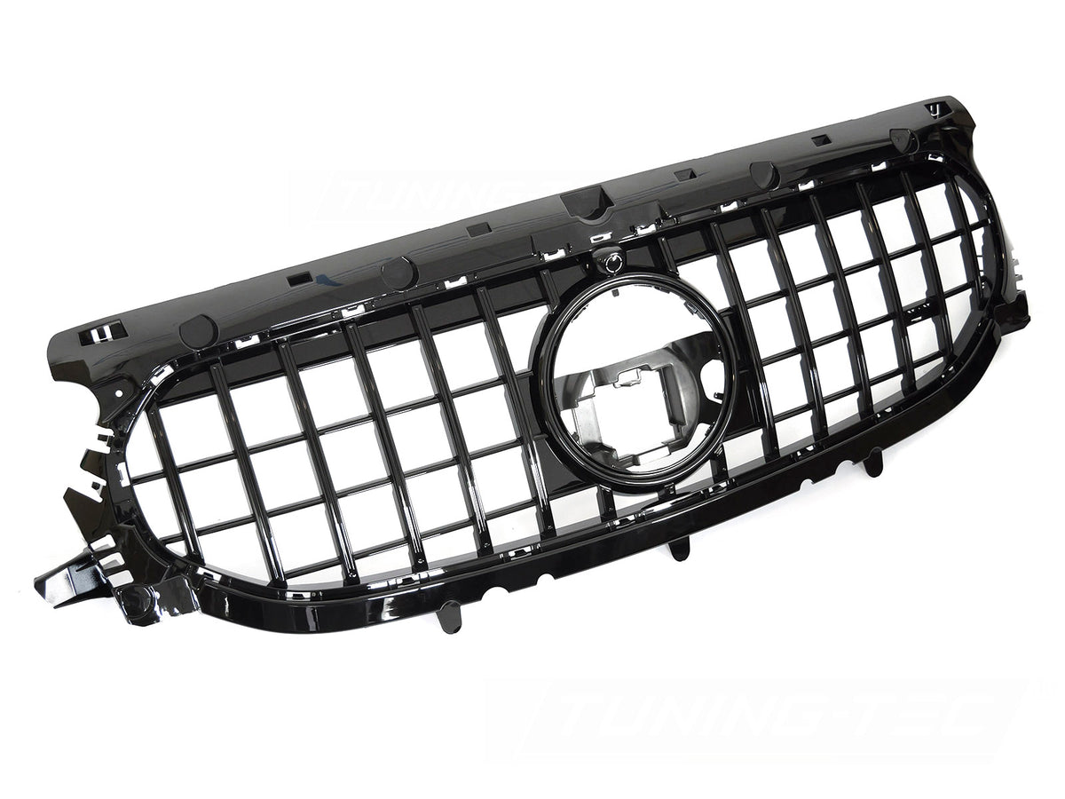 Grill Sport Blank Sort til Mercedes GLA H247 19-23 sett rett forfra på hvit bakgrunn.