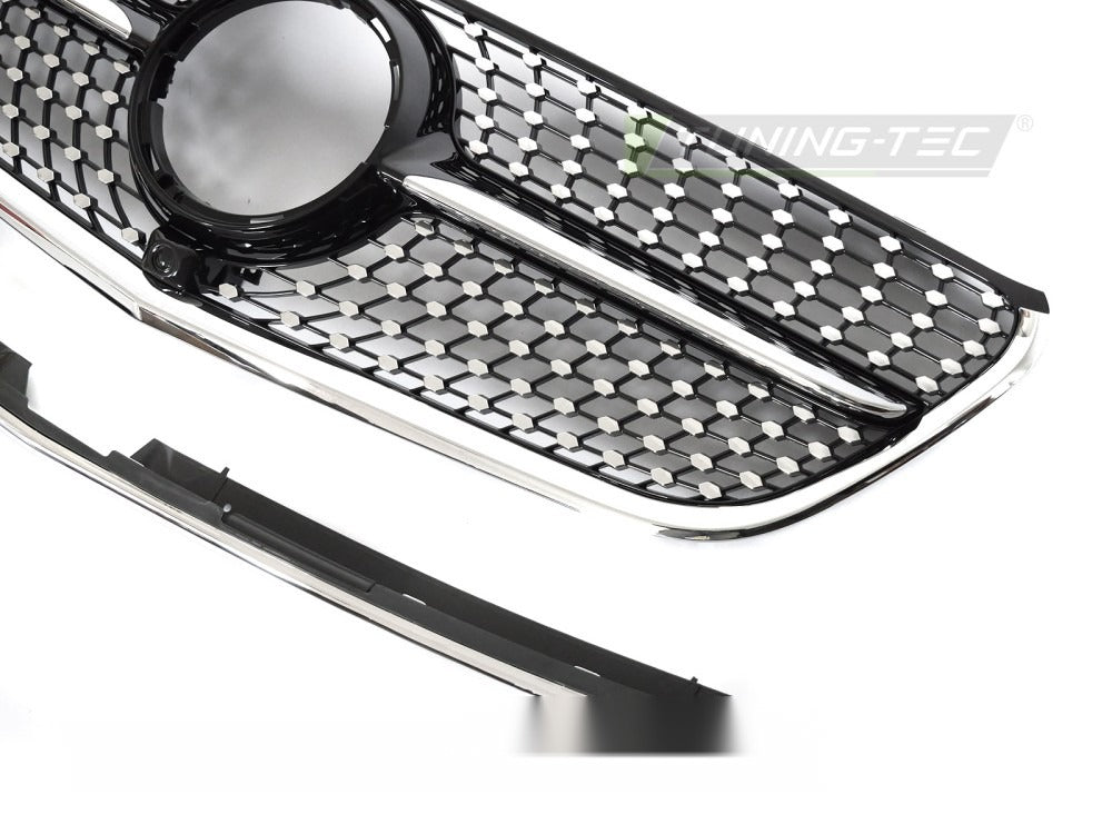Grill Mercedes Vito W447 14-19 sett fra siden, lamellstruktur synlig.