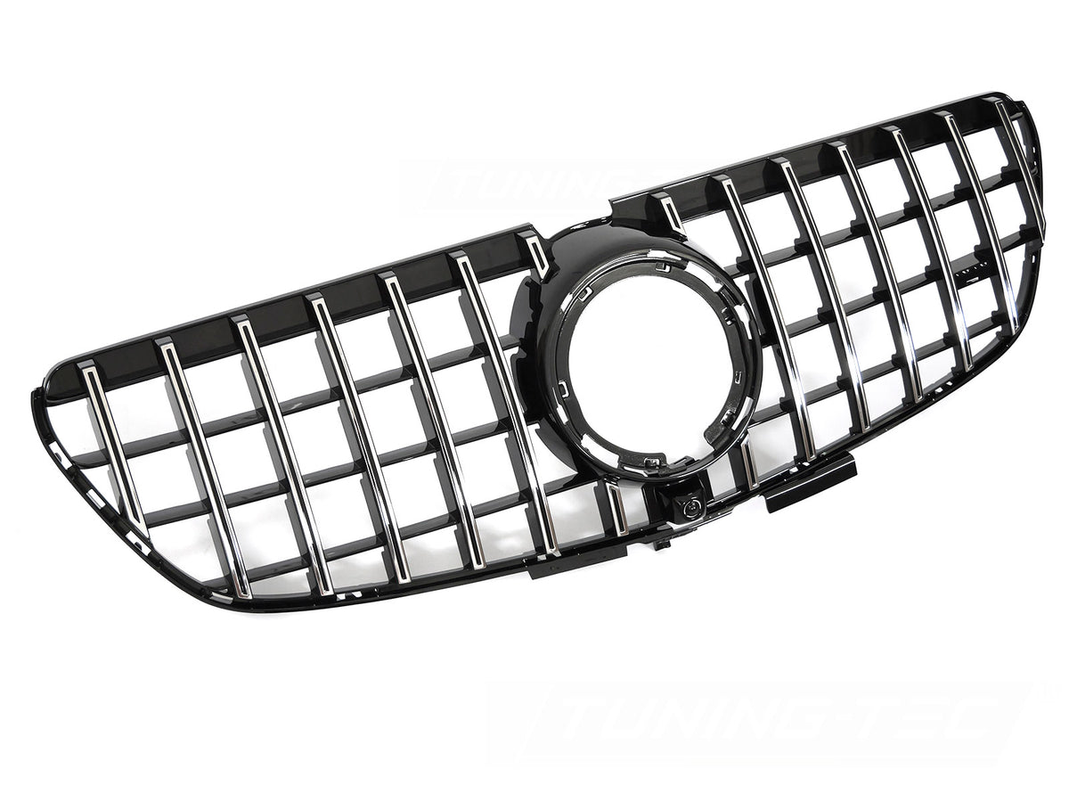 Grill til Mercedes V-Klasse/Vito W447 20-23 i krom/sort sett rett forfra på hvit bakgrunn.