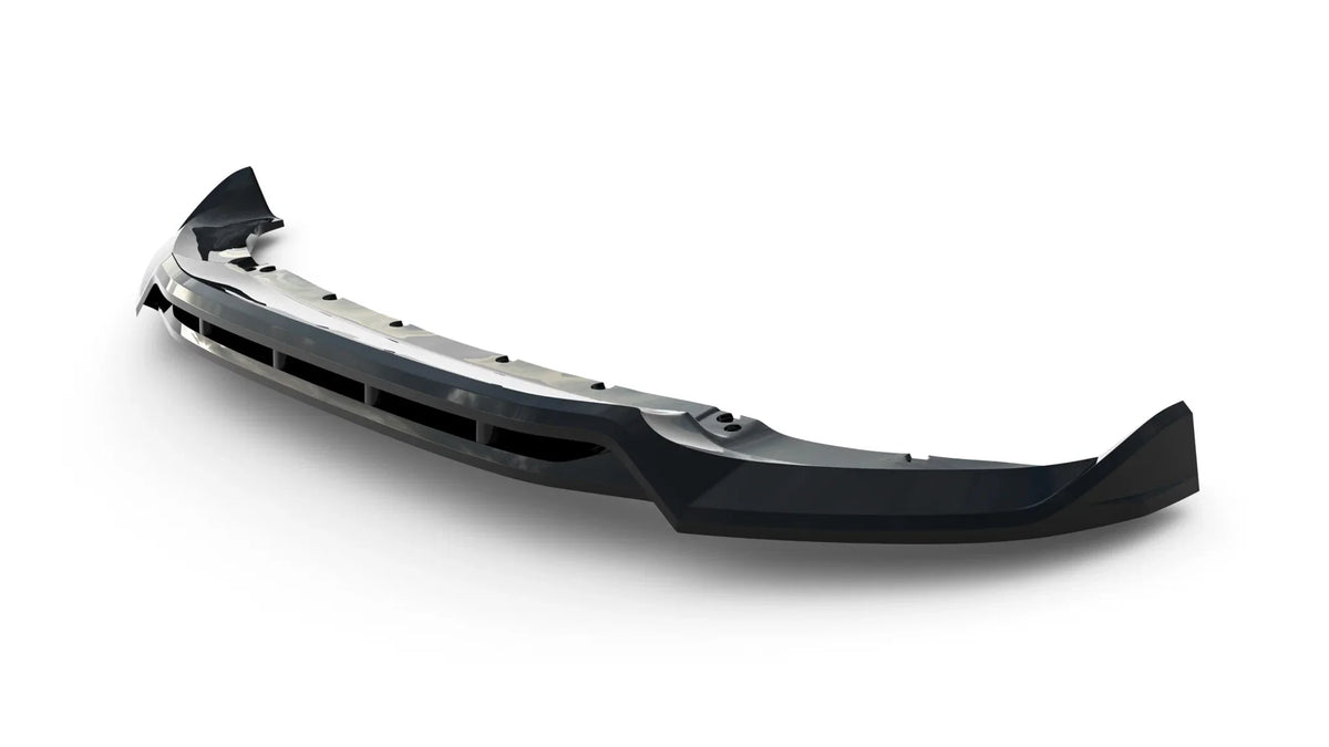 Sidevisning av frontsplitter i blank sort på BMW X3 G01