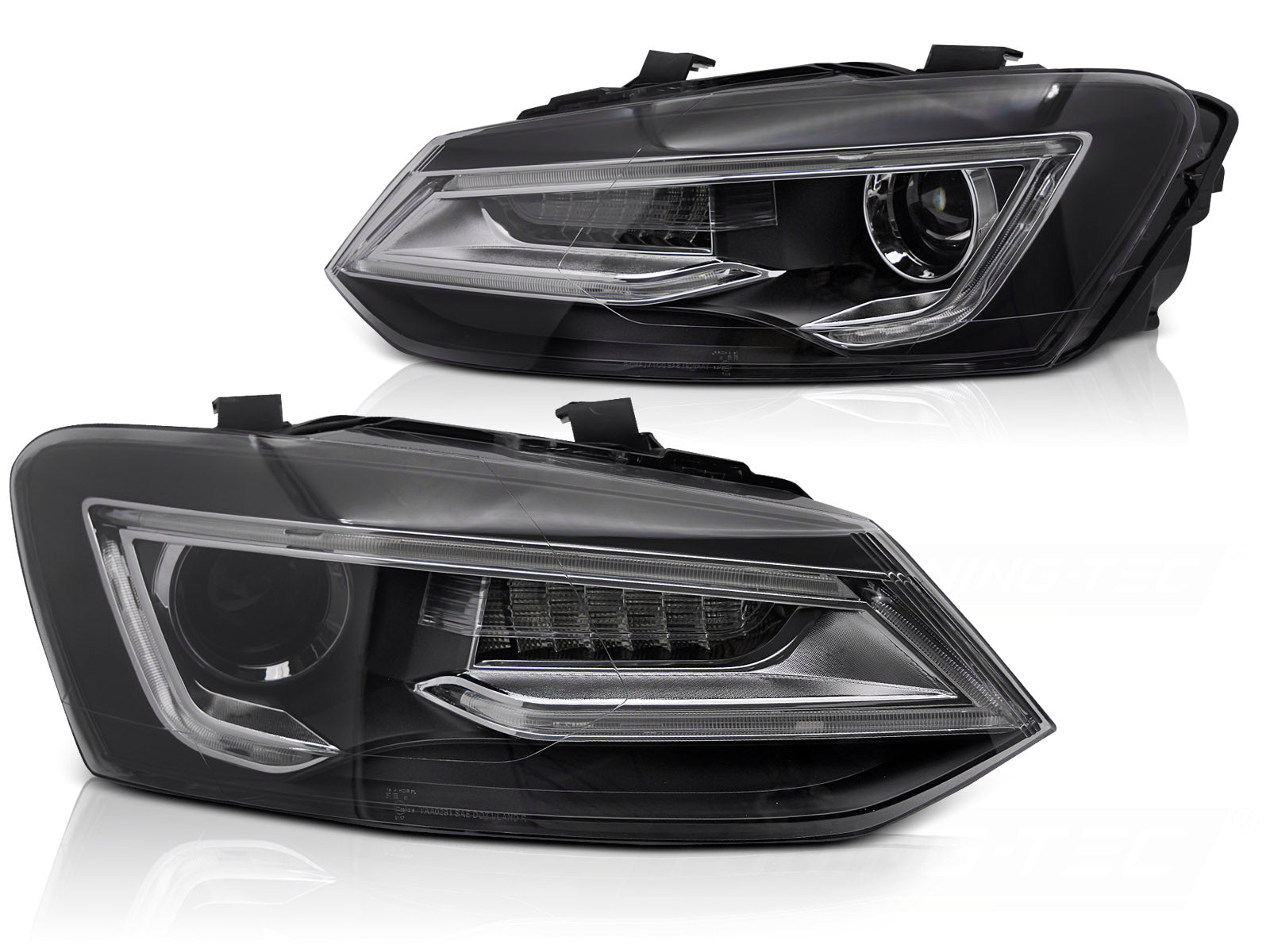 Frontlykter Vw Polo 6R 09-17 U-Type Led Black