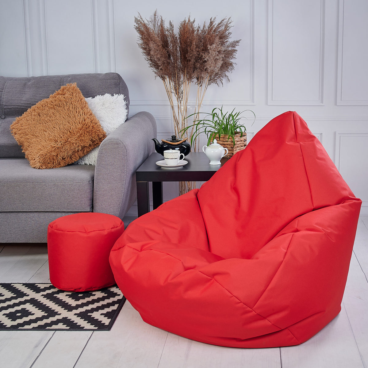 Sakkosekk utendors Oxford XL rod med puff – Cronen sidevisning
