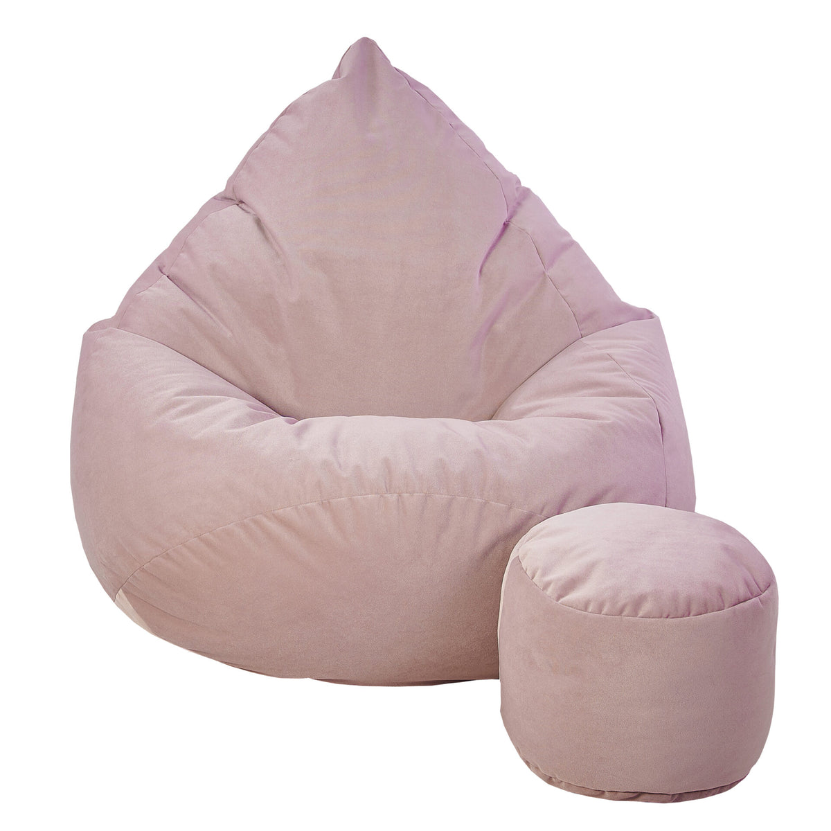 Sakkosekk Fluff plysj rosa med puff – Cronen