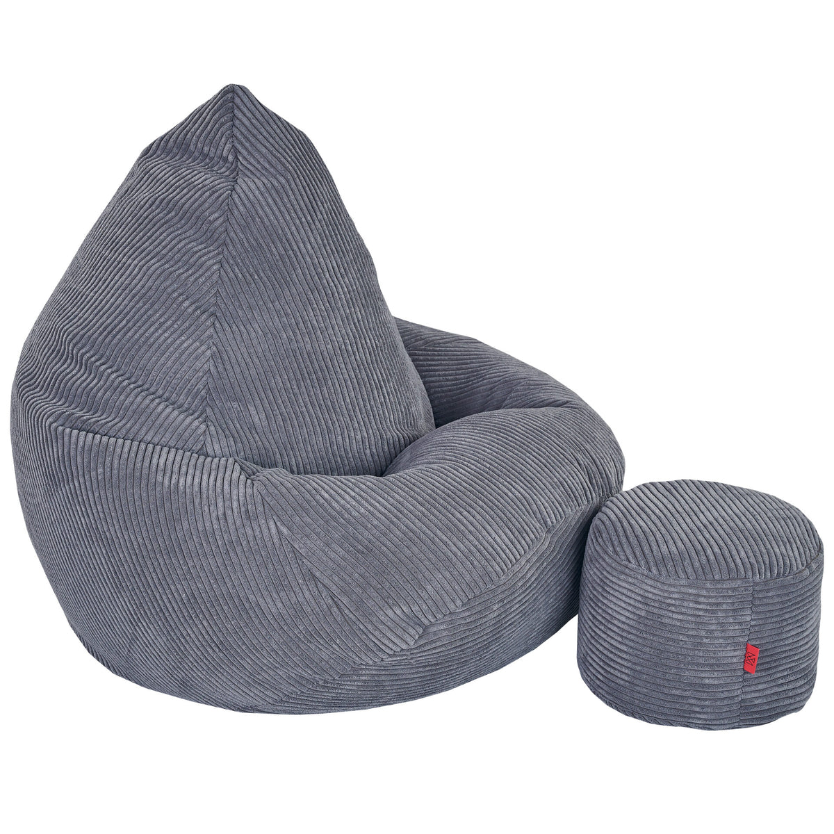 Sakkosekk premium CORD kord grafitt med puff – Cronen sidevisning