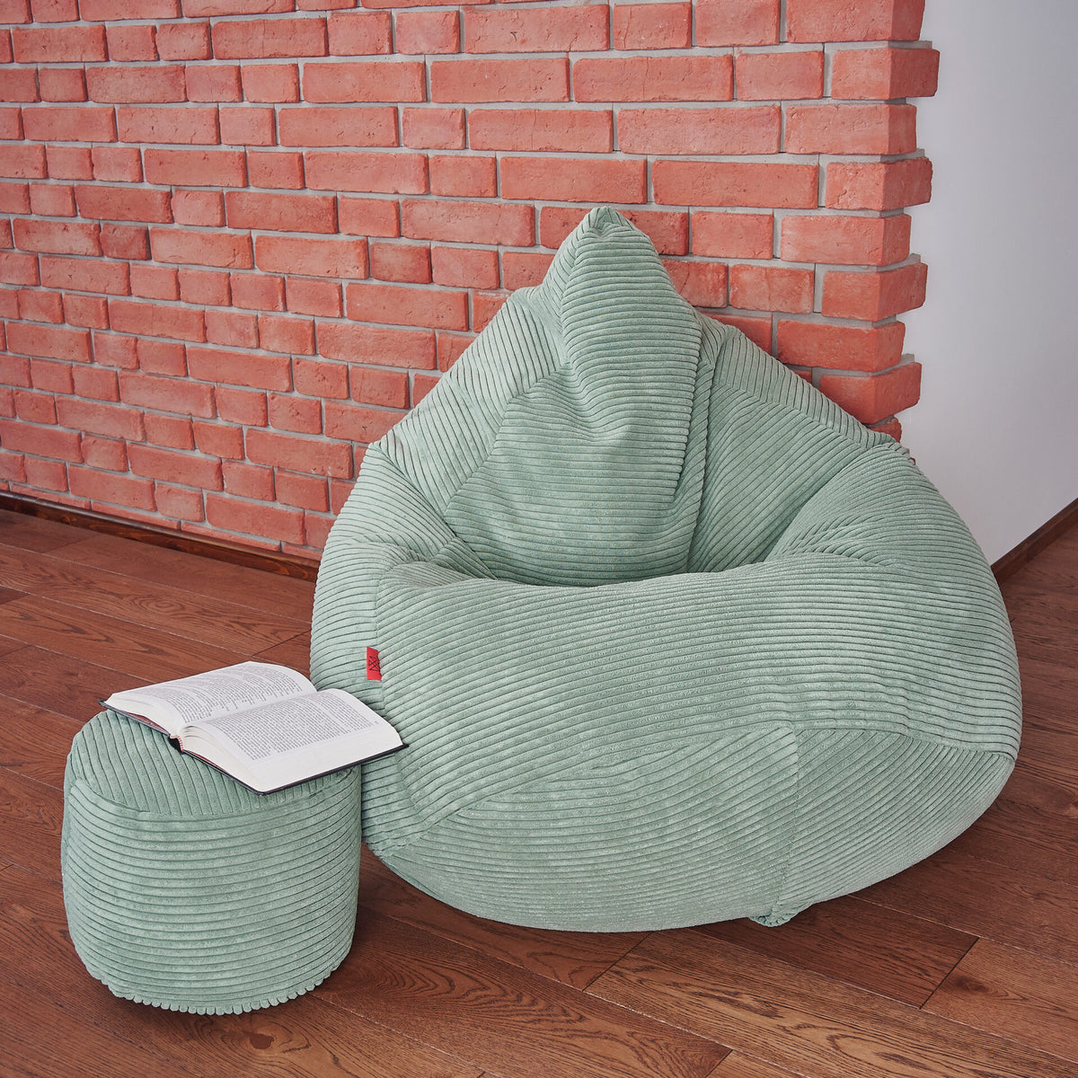 Sakkosekk premium CORD kord grafitt med puff – Cronen med detaljer