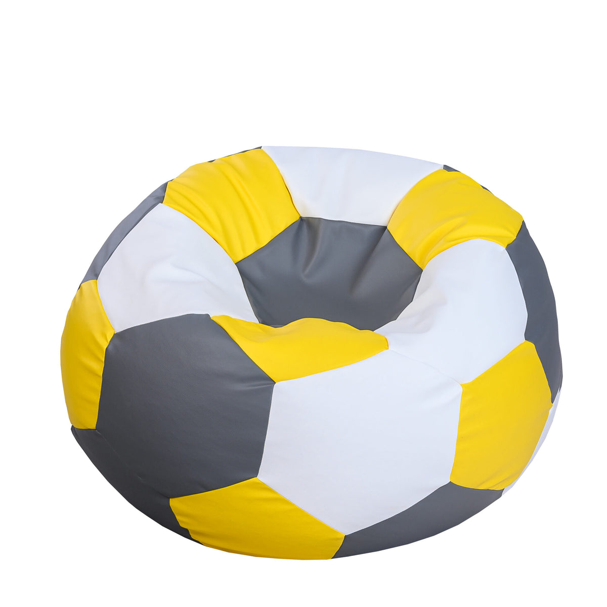 Fotballpuff sakkosekk barn gul og hvit eko-laer – Cronen