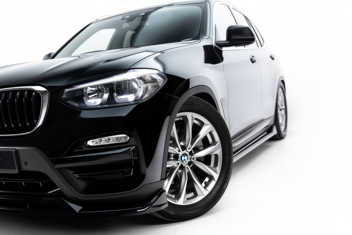 BMW X3 G01 sett forfra med montert Maxton Design frontsplitter
