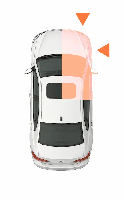 Diagram som viser plassering foran høyre på bilen