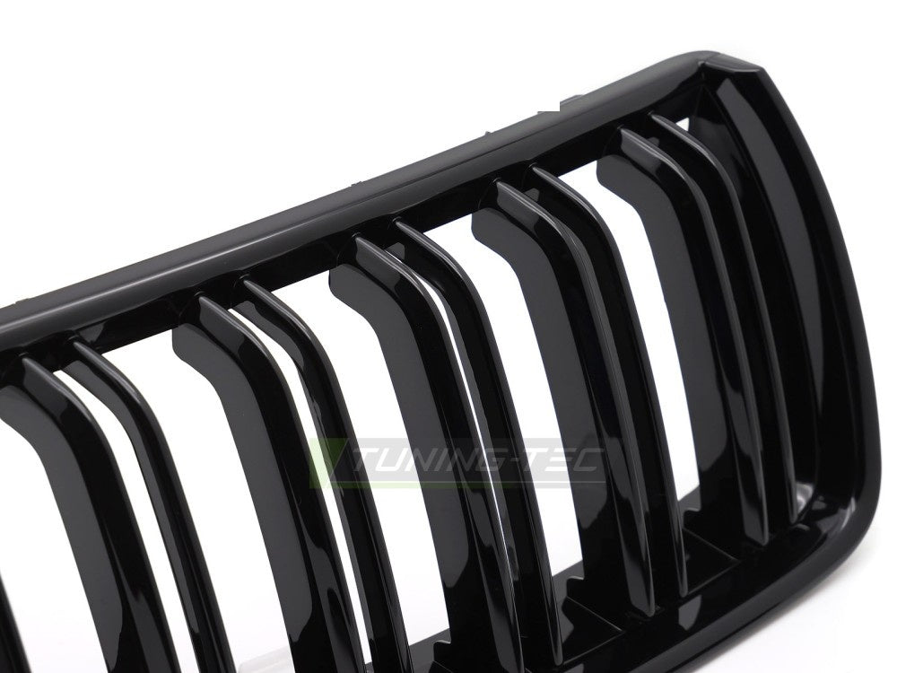 BMW E90 E91 frontgrill med dobbel bar-design i blank svart finish