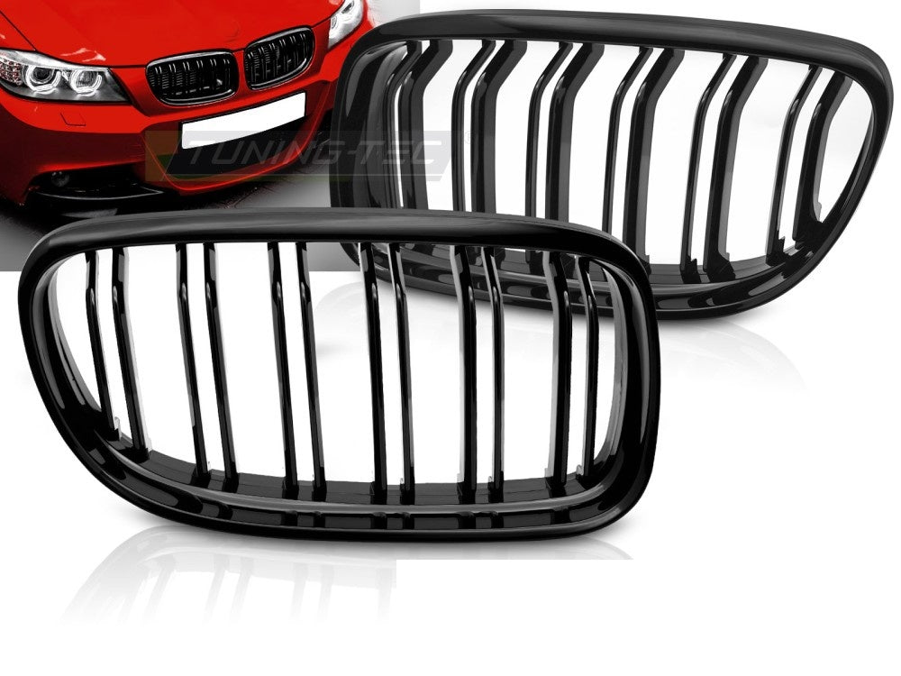 Grill BMW 3 Serie E90 E91 LCI 09-11 blank svart double bar fra Tuning-Tec