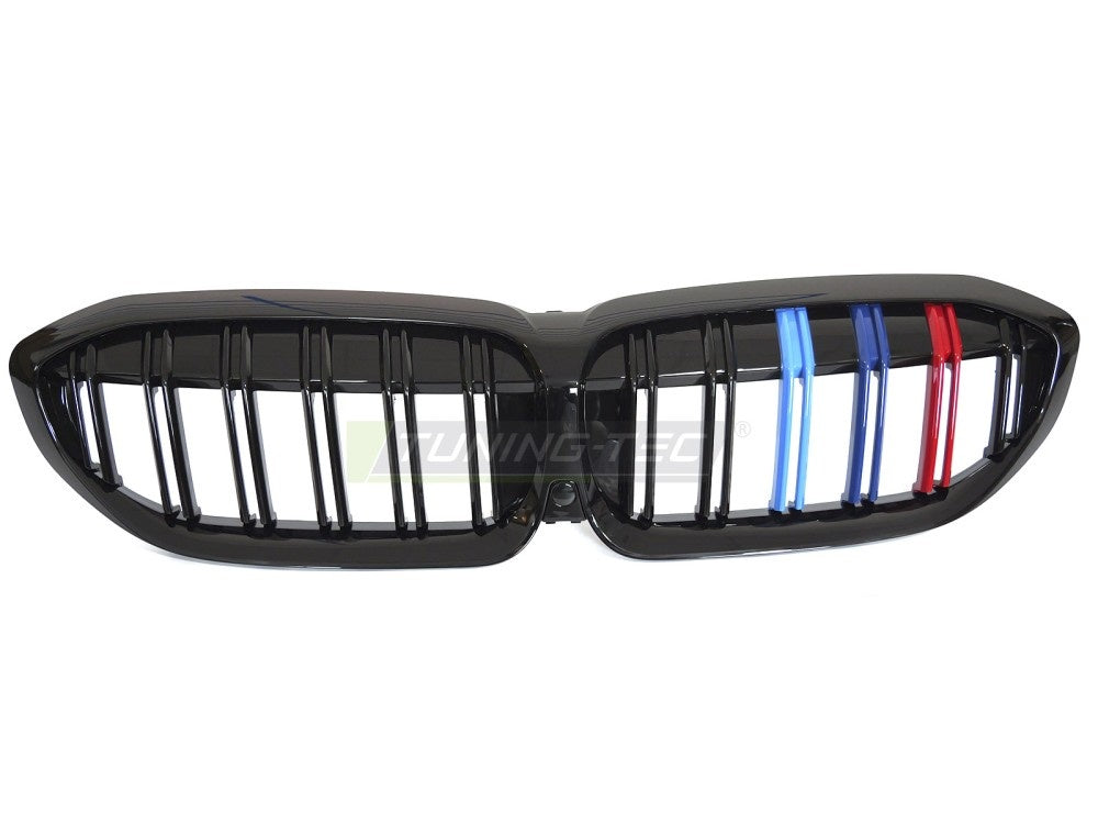 Blank svart grill med tri-colour double bar design til BMW G20 G21 2019-2022
