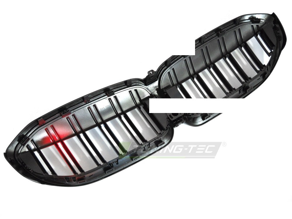 BMW 3 Serie G20 G21 grill glossy black tri-colour double bar sett forfra