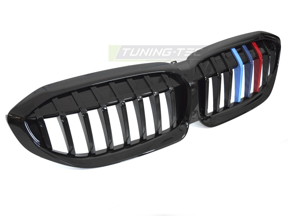 Grill BMW 3 Serie G20/G21 19-22 blank svart med Tri-Colour dekor fra Tuning-Tec