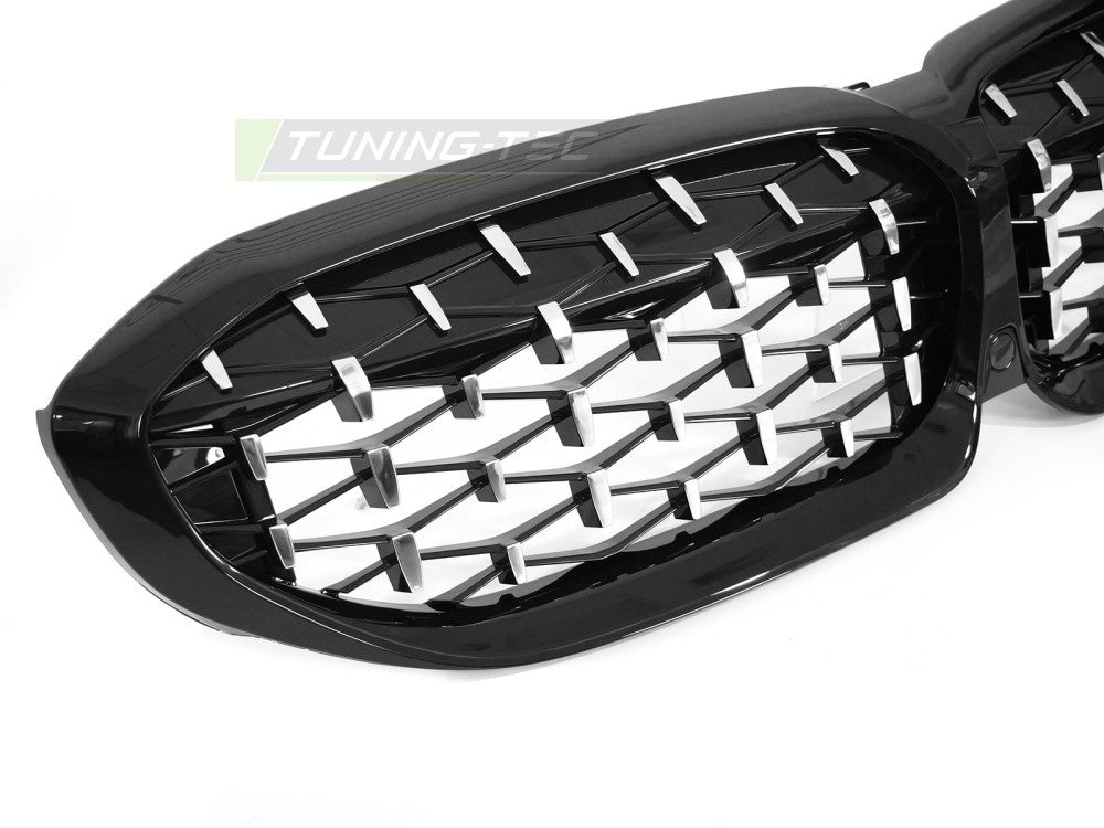 Frontgrill BMW 3 Serie G20 19-22 diamond-design krom svart