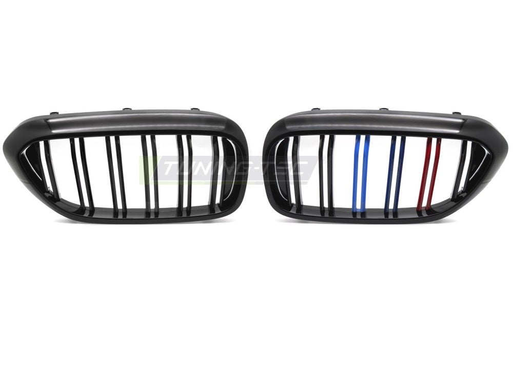 Svart sport grill til BMW 5-Serie G30/G31/F90 2017-2023 med tri-color detaljer