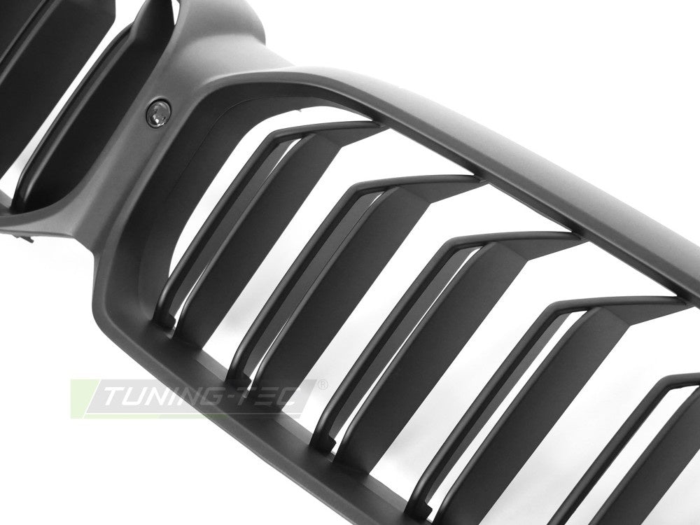 BMW 5 Serie G30 LCI grill matt svart double bar sett forfra