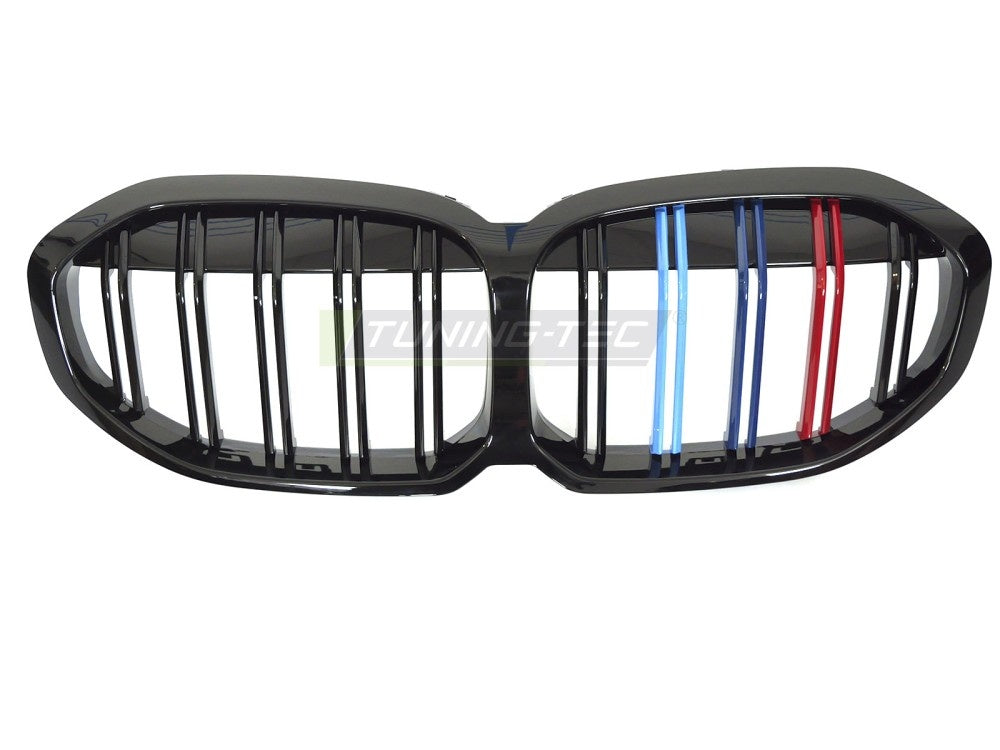 Grill til BMW F40 2019-2024 i blank svart med tri-colour design fra Tuning-Tec