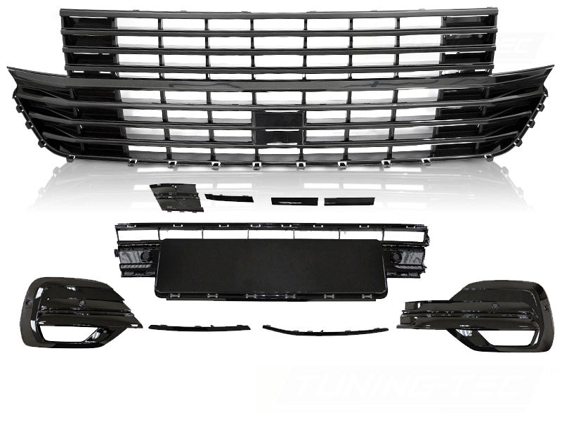Grill med støtfangerelement i glossy svart til Volkswagen T6.1 2020– sett forfra