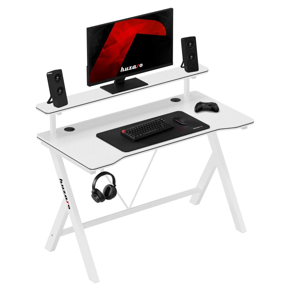 Huzaro Hero 1.9 hvit gamingbord 120 cm sett forfra
