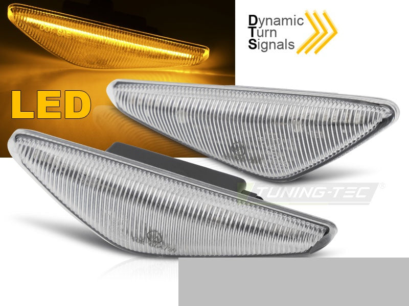 Sekvensielle LED-sideblinklys med krom innside til BMW E46 Coupe 2003–2006 sett forfra