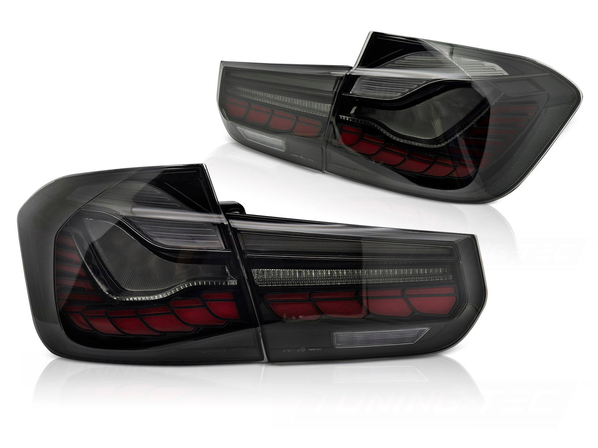 OLED baklykter BMW 3-Serie F30 Sedan 2011–2018 smoke-tonet finish sett bakfra