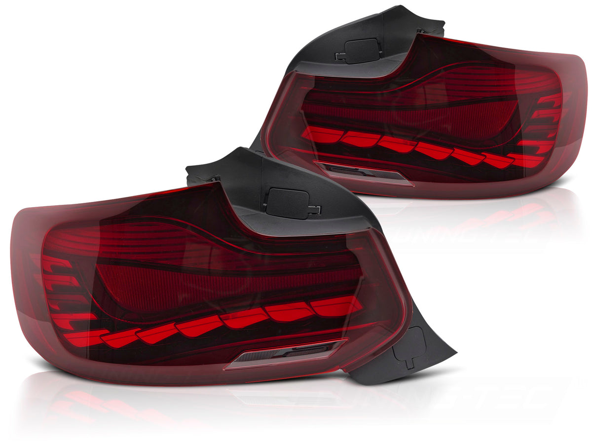 OLED baklykter BMW 2-Serie F22 rød finish sett bakfra komplett par