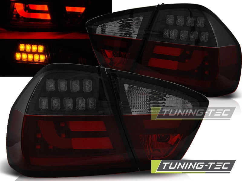 Baklykter BMW 3 Serie E90 05-08 LED Bar Red Smoke Svart fra Tuning-Tec