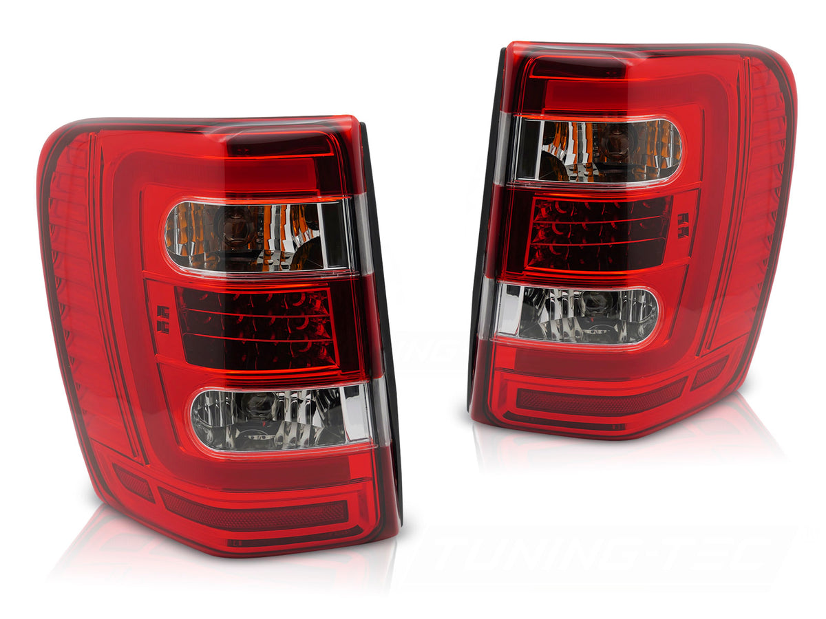 LED baklykter Jeep Grand Cherokee WJ 1999–2005 rød hvit sett bakfra