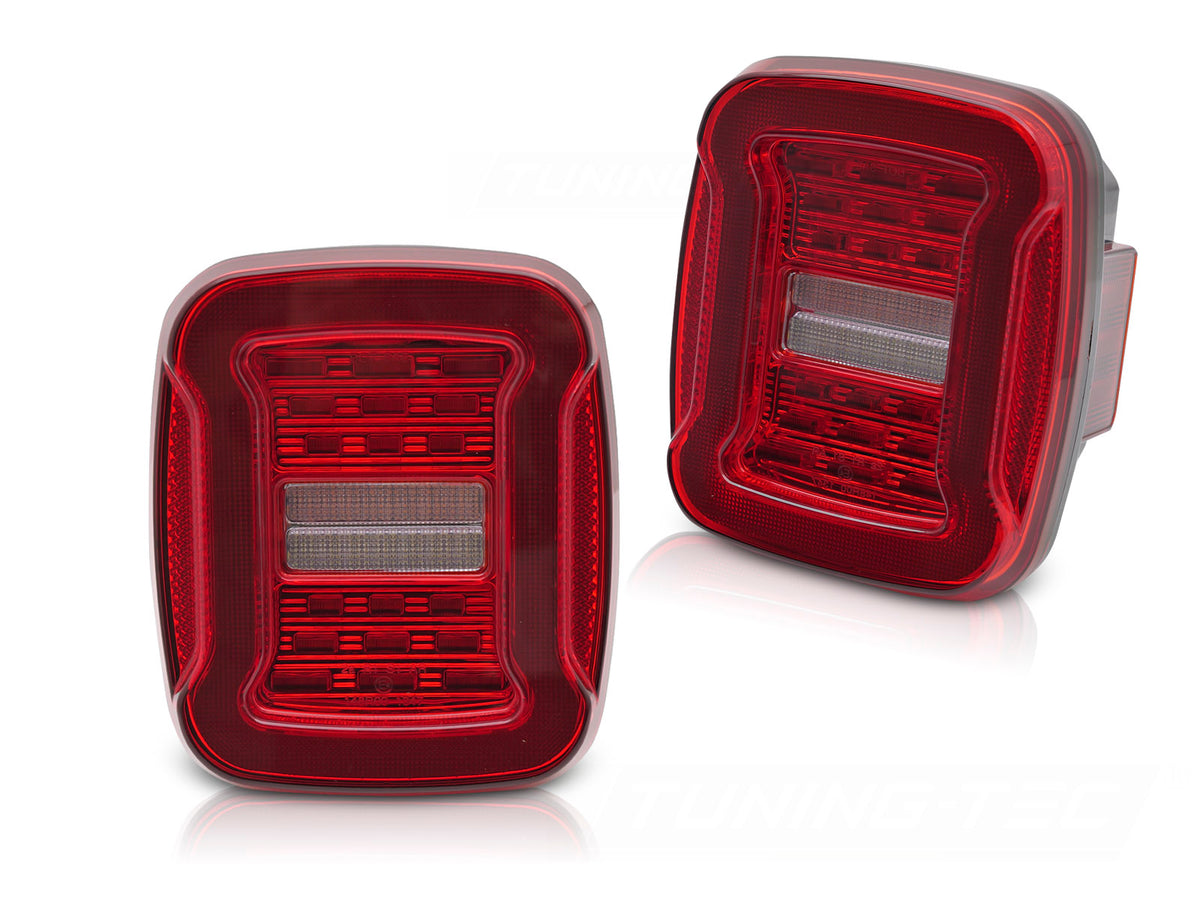 LED baklykter Jeep Wrangler YJ TJ 1991–2006 rød hvit sett bakfra