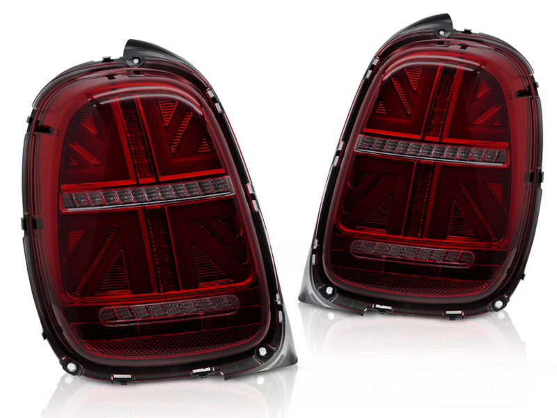 LED baklykter rød smoke til Mini Cooper F55/F56/F57 sett bakfra med sekvensiell blinklys