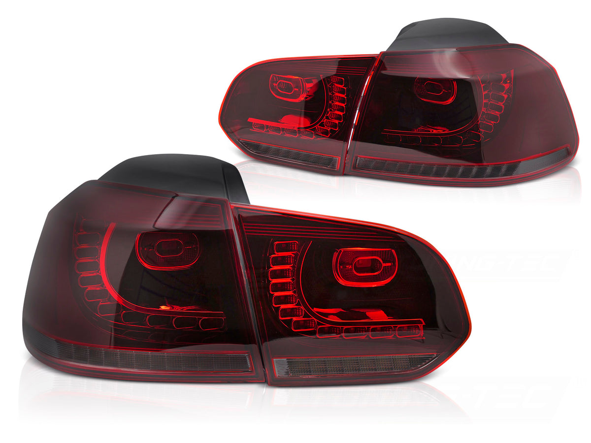 LED baklykter VW Golf 6 rød smoke med sekvensiell blinklys sett bakfra